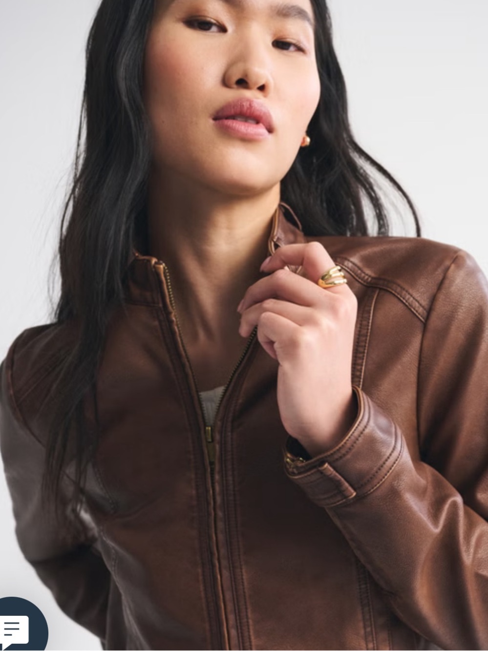 Abercrombie & Fitch Slim Vegan Leather Mockneck Jacket - Picture 2 of 6